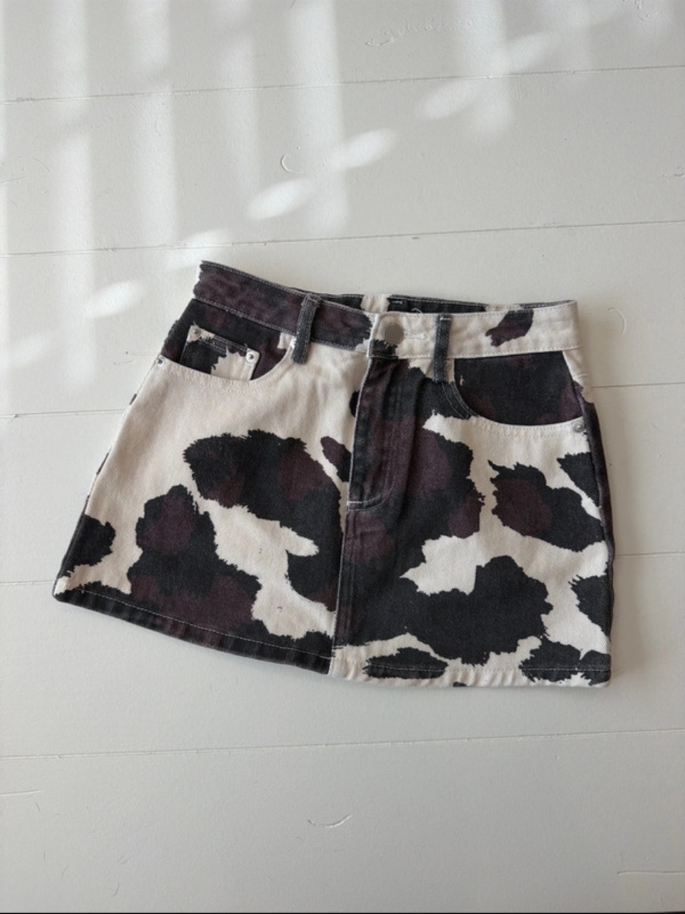 Altard State - Cow Print Denim Mini Skirt